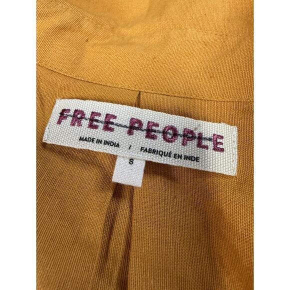 NWOT $228 Free People Susanna Embroidered Duster Yellow Linen Boho Western sz S - Picture 14 of 15